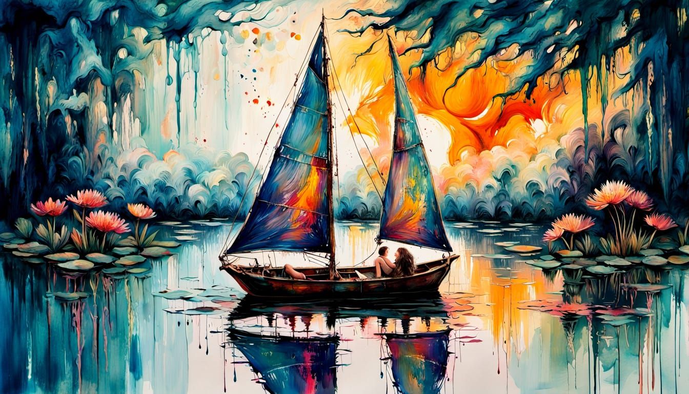 Turmoil on the Lake: A Moody Expressionist Masterpiece