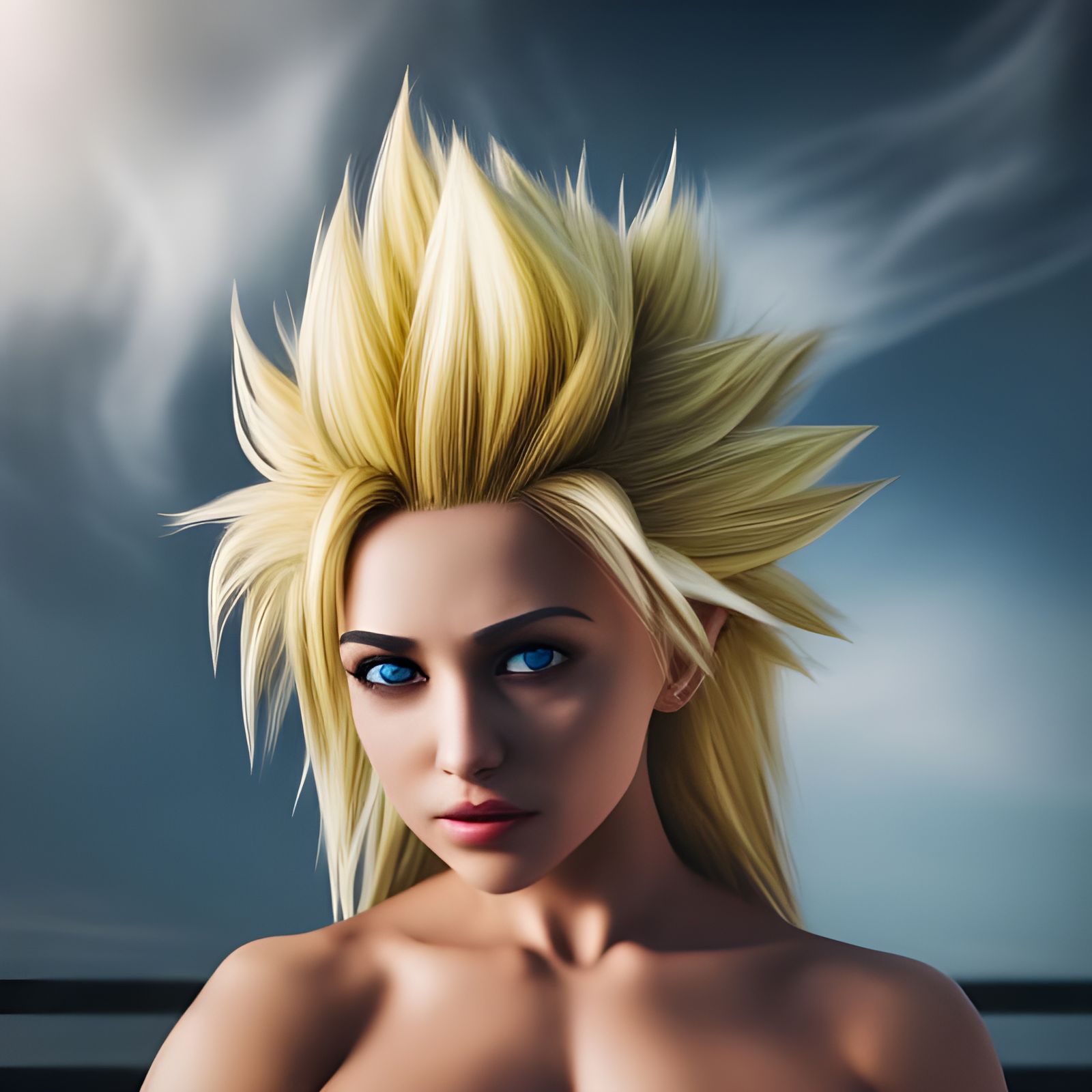 Hyperrealistic Super Saiyan Blonde Hair Portrait