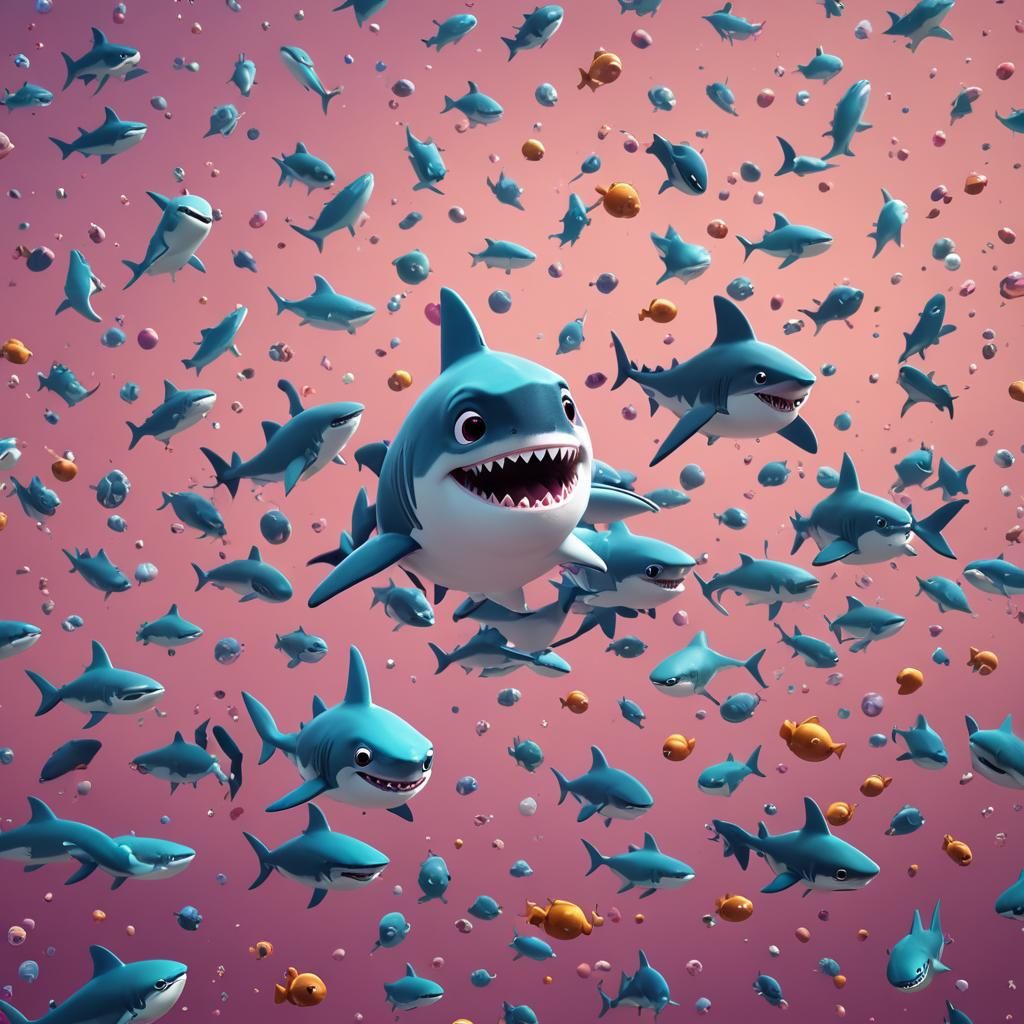Baby Shark Whale Landscape in 3D Digital Art