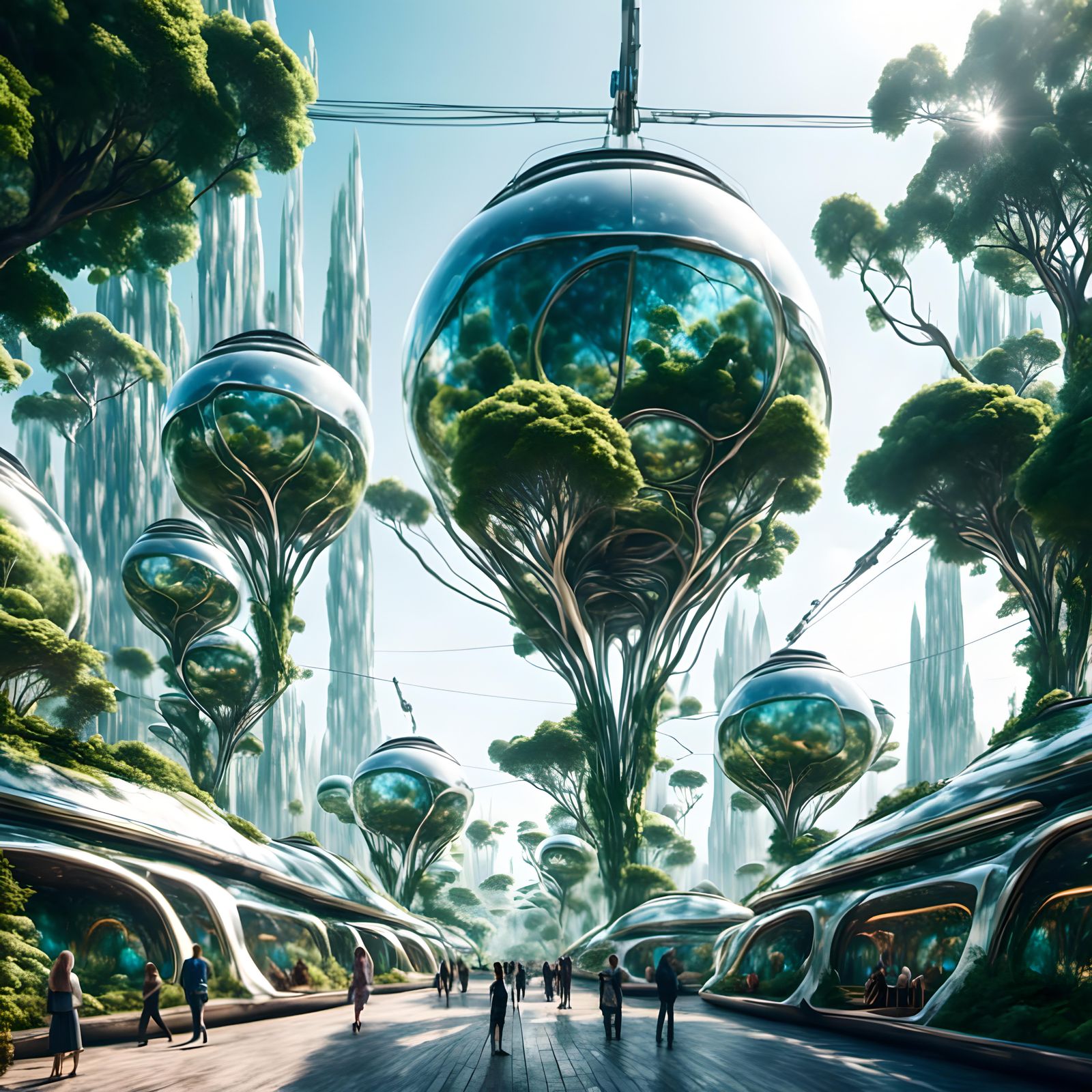 Futuristic Alien City with Organic Trams