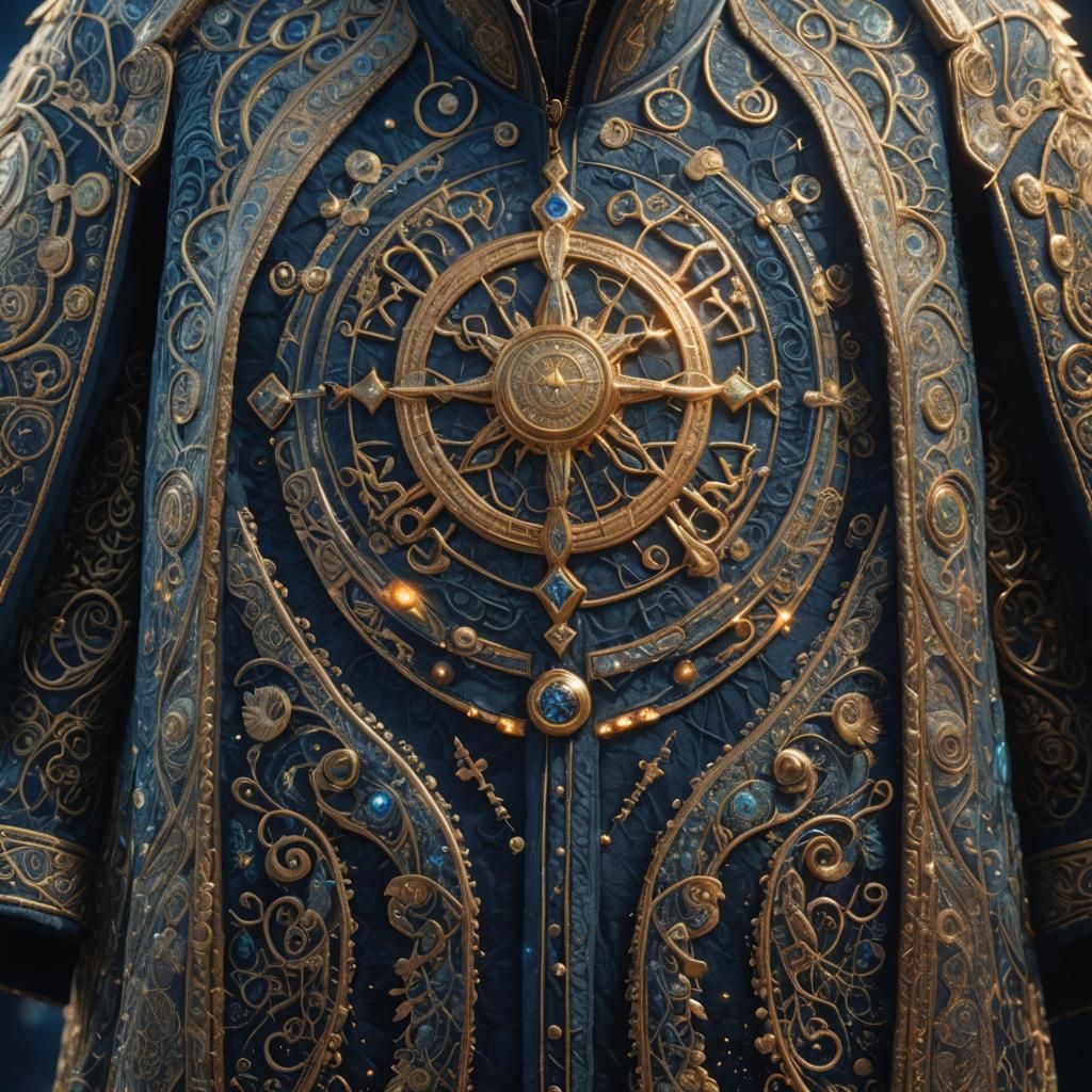 Majestic Embroidered Coat with Glowing Runes