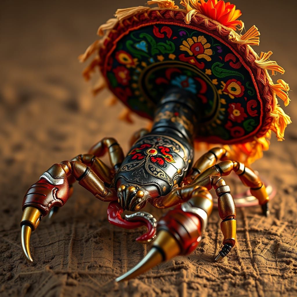 Sombrero Scorpion: A Surreal Folk Art Cowboy