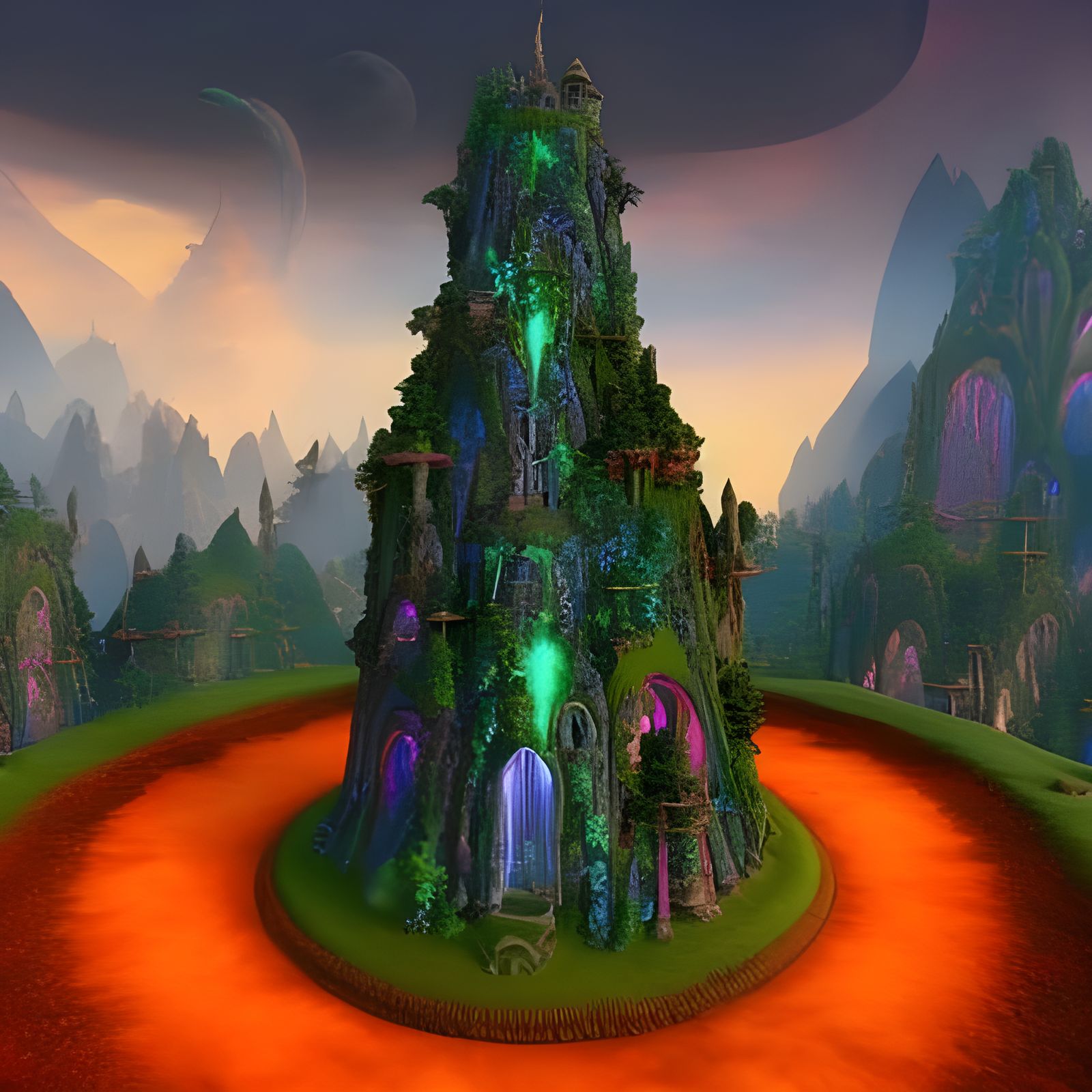 Elven Mushroom Stronghold in Neon Forest
