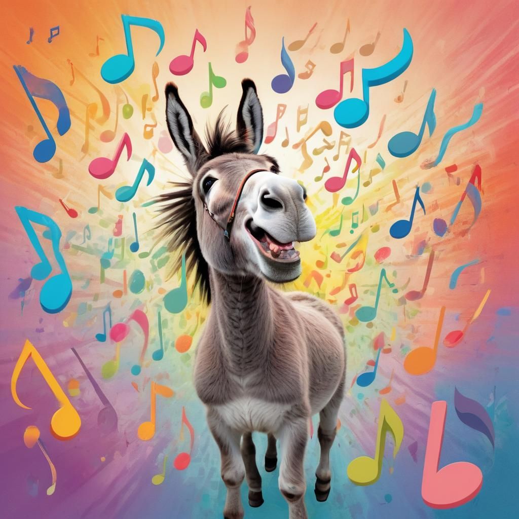Whimsical Donkey Farts Music Notes: Digital Art