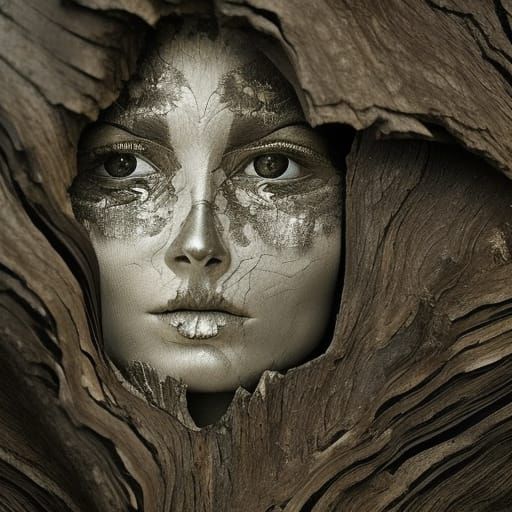Fantasy Birch Bark Woman Portrait