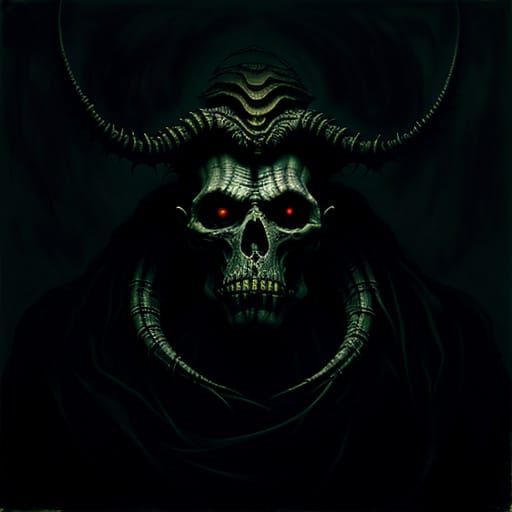 Twisted Figure Emerges from Void in Dark Surrealism