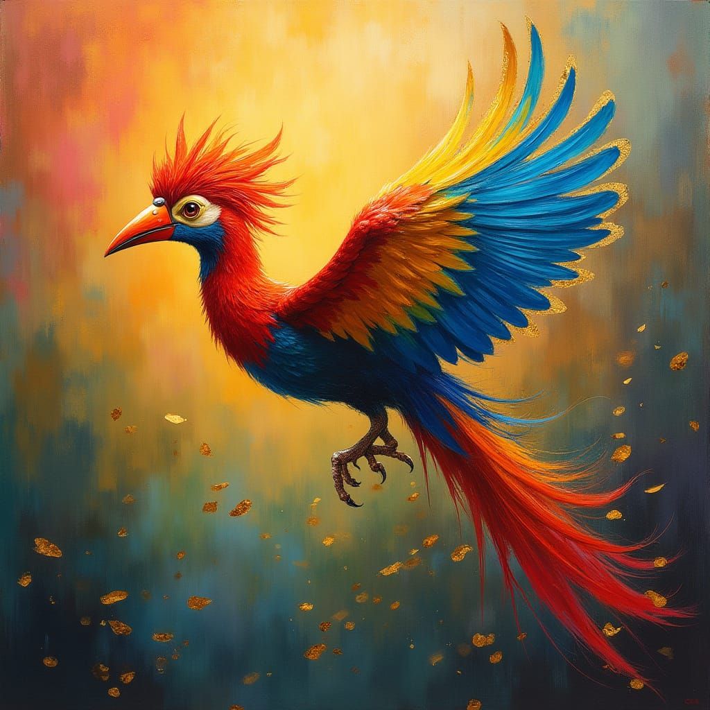 Majestic Sarimanok Takes Flight in Vibrant Impasto Oil Paint...