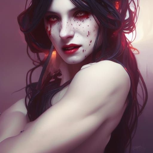 Detailed Vampire Portrait in Hyperdetailed Style