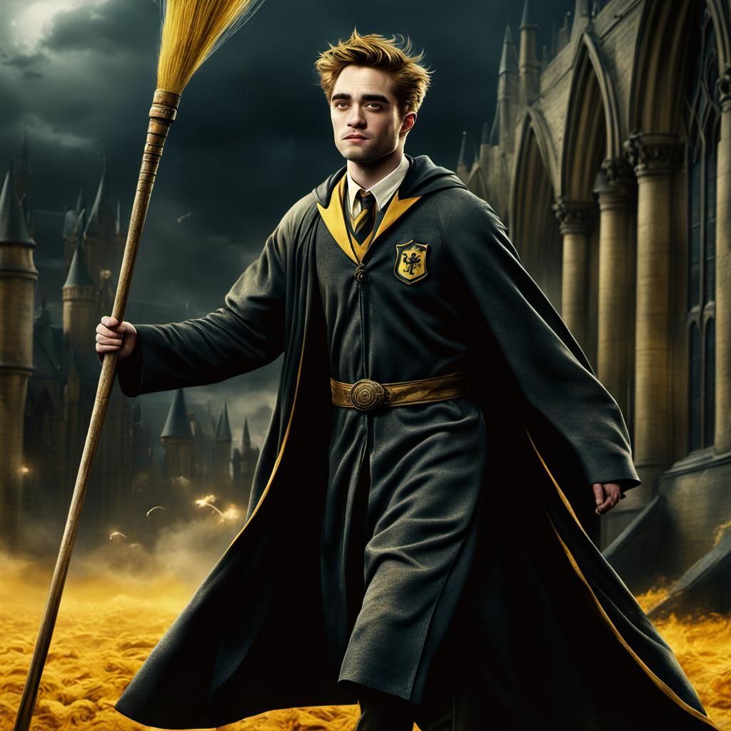 Hufflepuff Quidditch Player in Flight: Digital Matte Paintin...