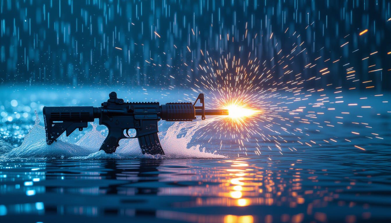 Bullet Slices Raindrop: Vivid 3D Digital Art