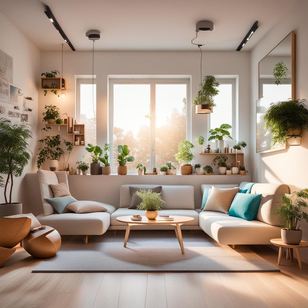 Sleek Futuristic Home with Boho Accents and Modern Console D...