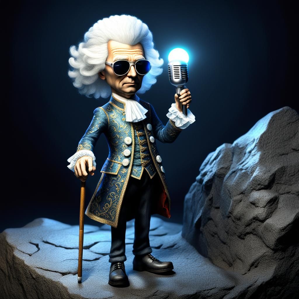 Surreal 3D Mozart Portrait in Rock Outfit