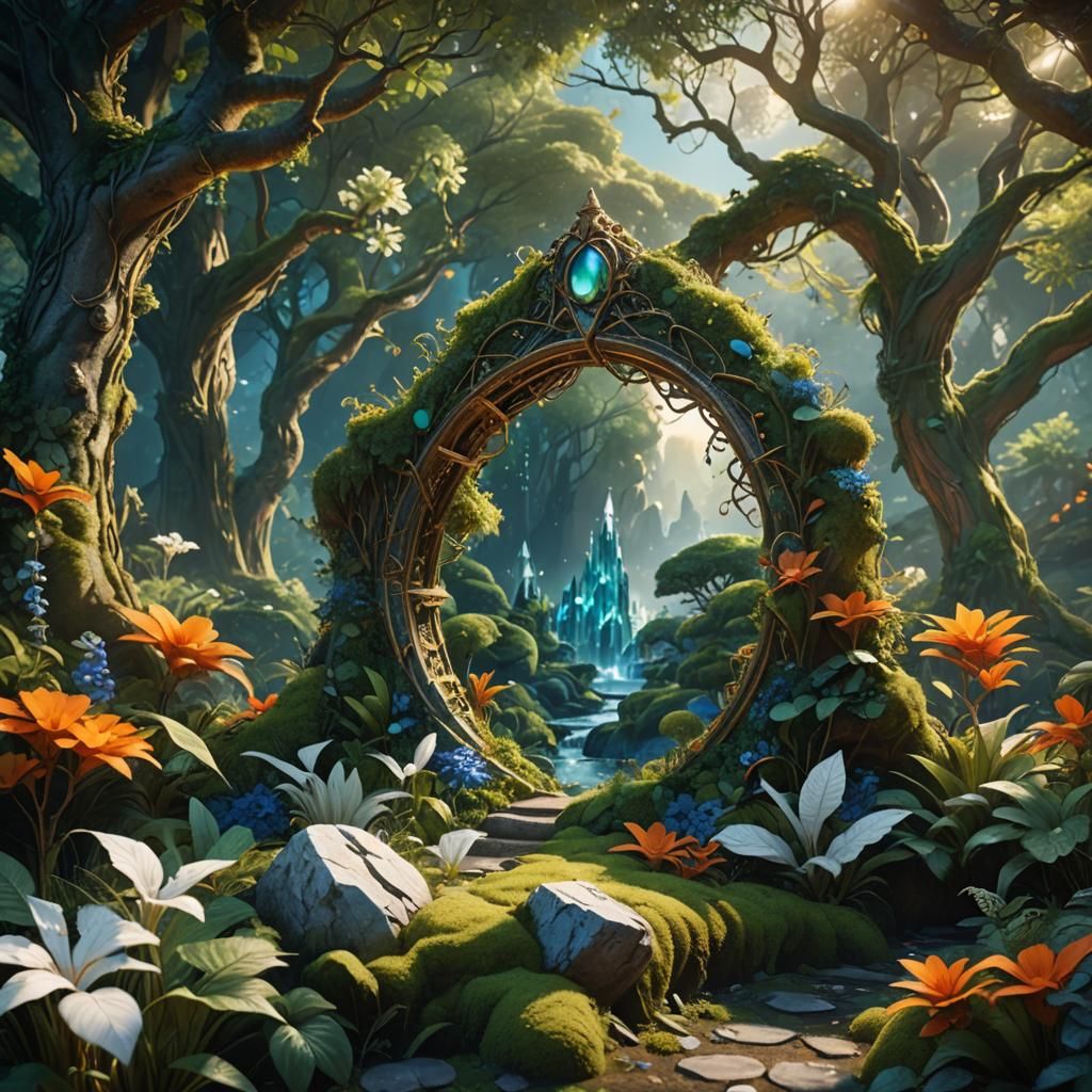 Lush Fantasyland Emerald Stone, Digital Art