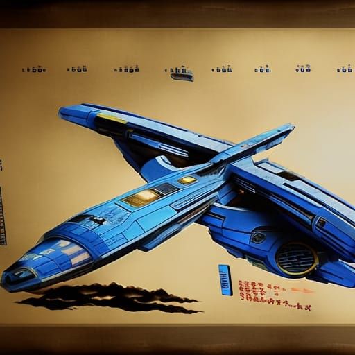 Star Trek Starship Blueprint in Dark Fantasy Style