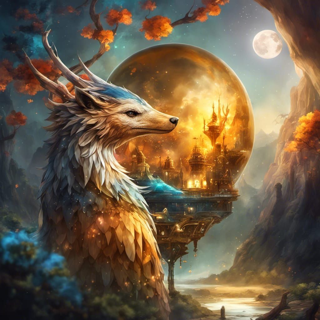 Fantasy Houses in Flowering Yggdrasil: Colorful Realism