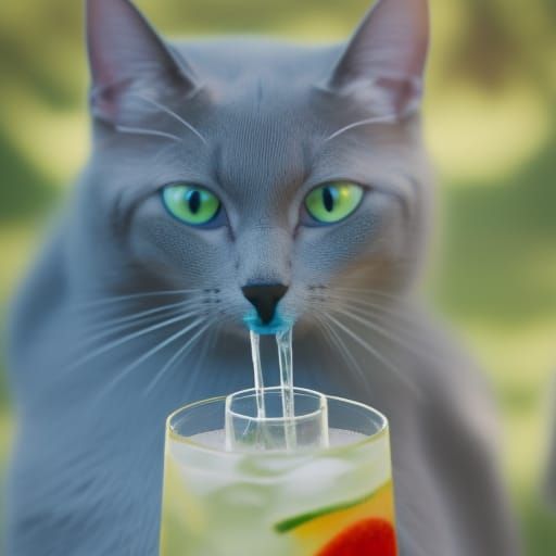 Cat drinking juice