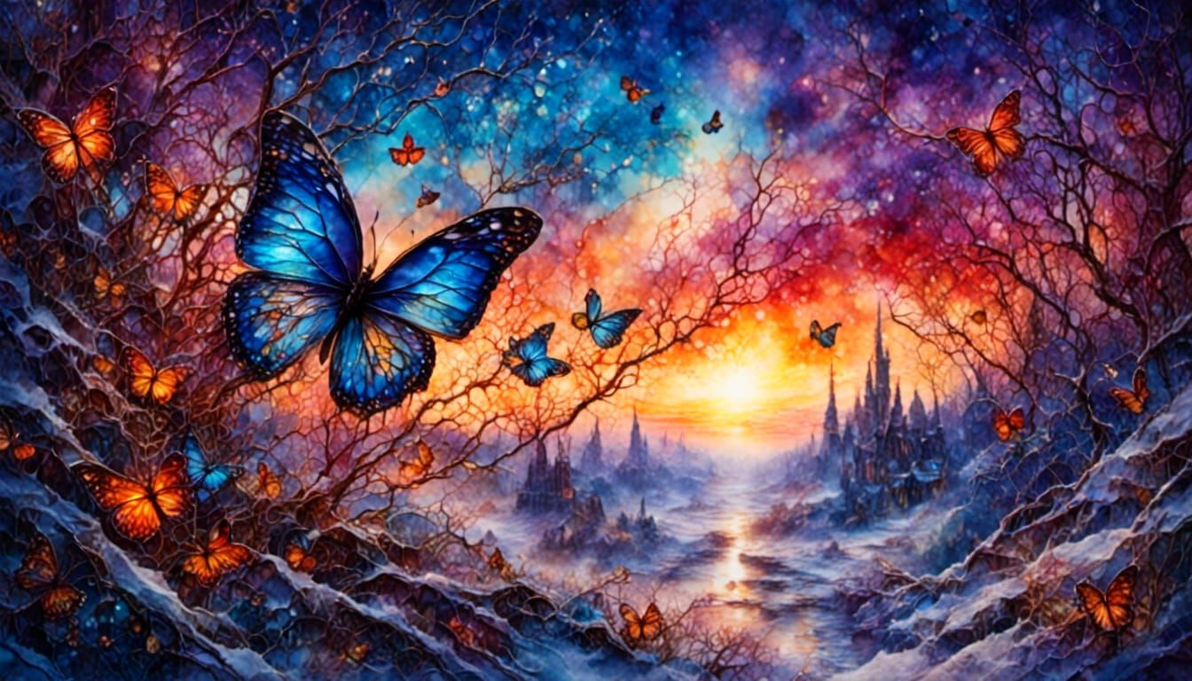 ❄🦋❄Butterflies in enchanted winter wonderland❄🦋❄