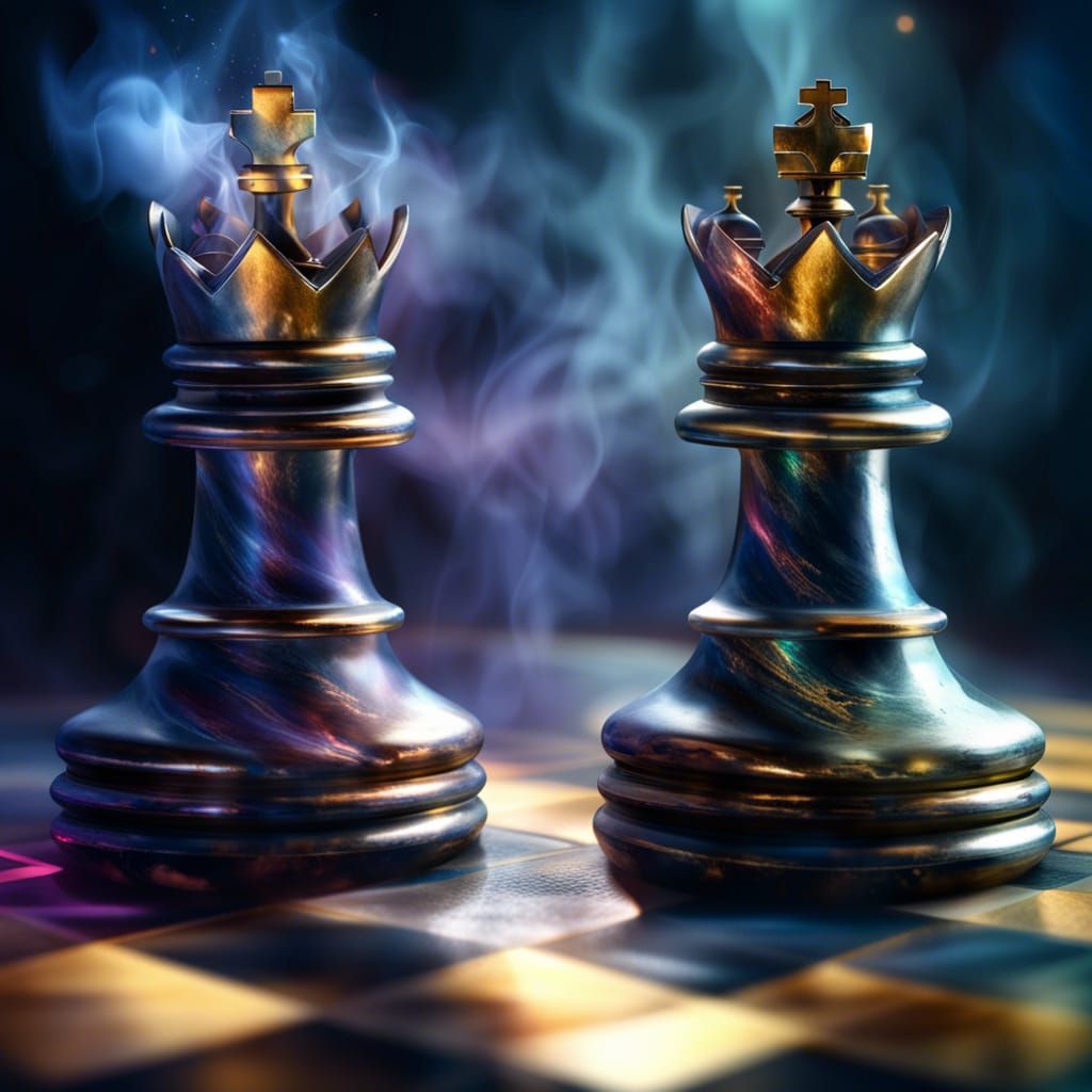 Cosmic Chessboard: King and Queen in Space Smoke