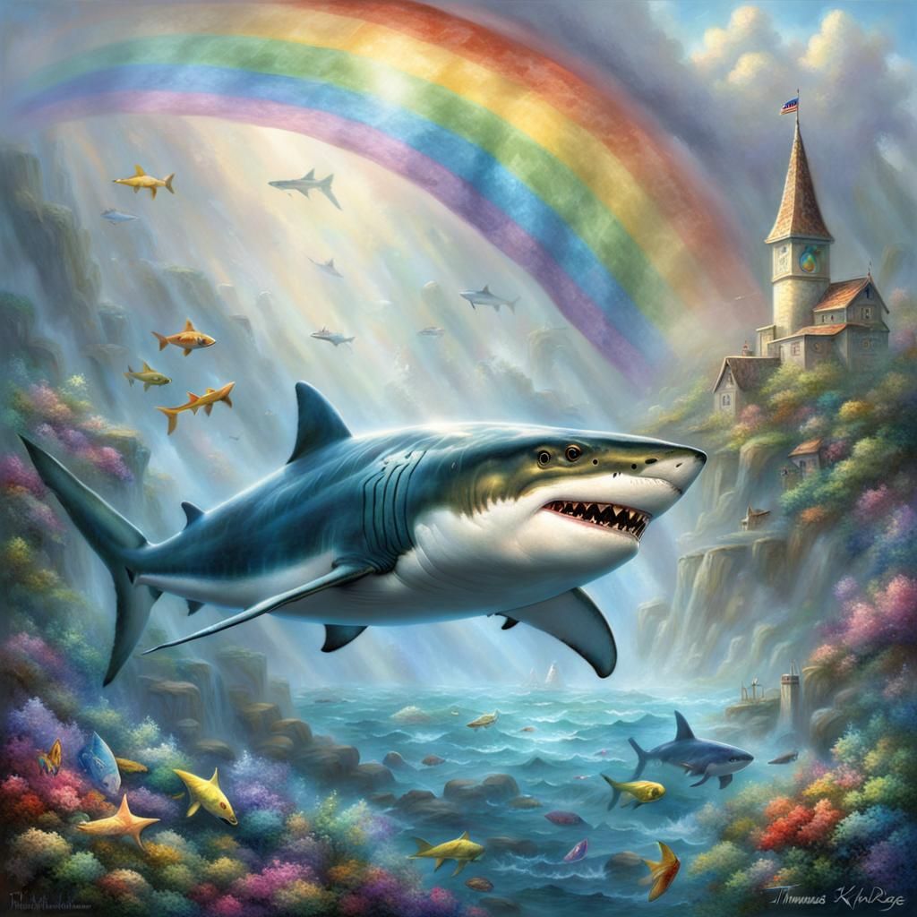 Rainbow Flag Shark in Ethereal Fantasy Style