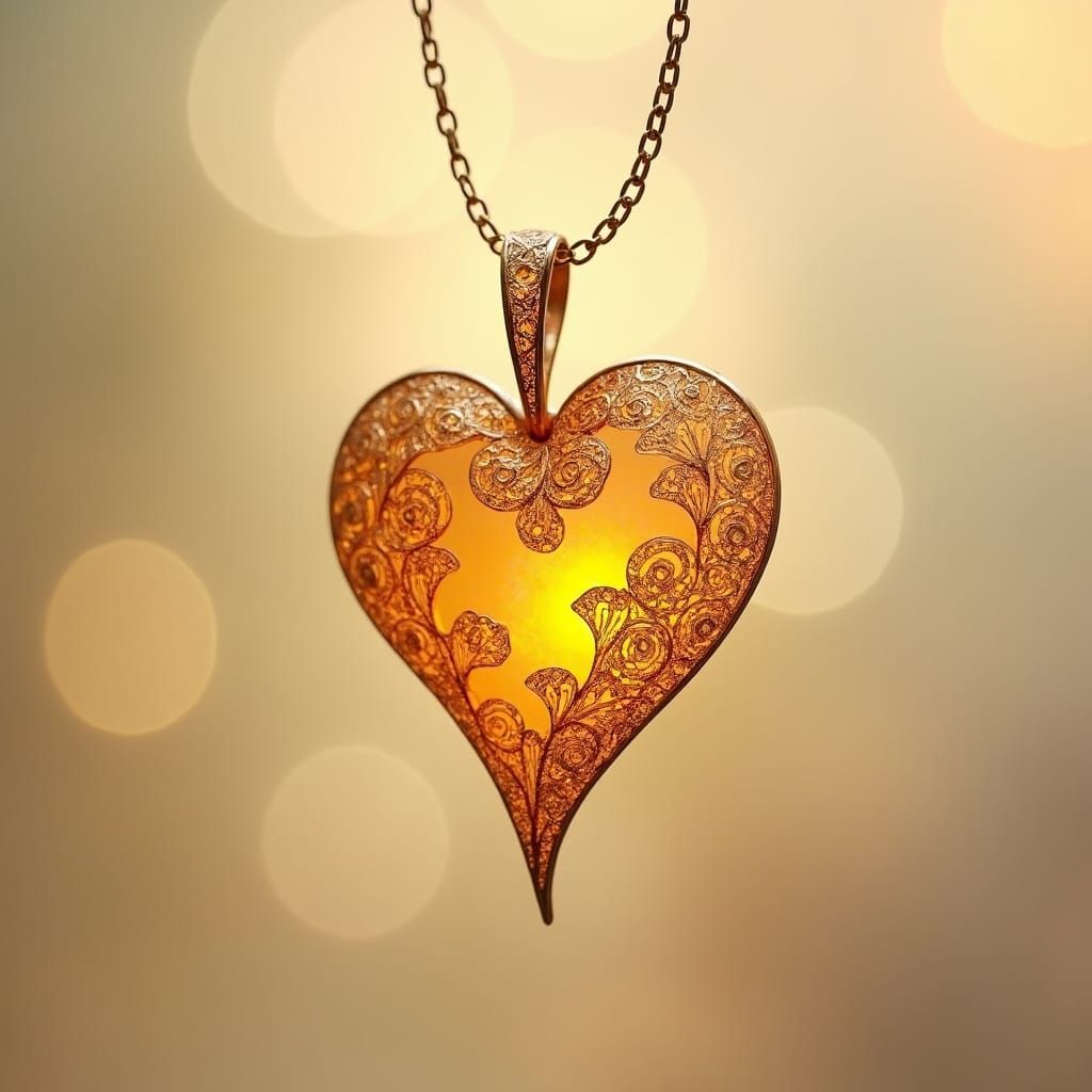 Golden Heart Pendant in Symbolist Style