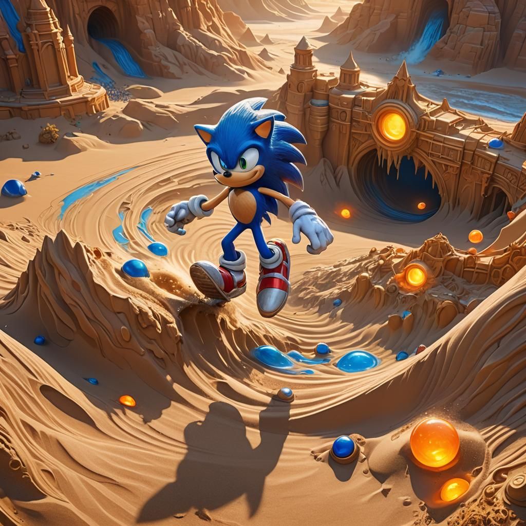 Sonic the Hedgehog in Super Sand Form: Fantasy Art