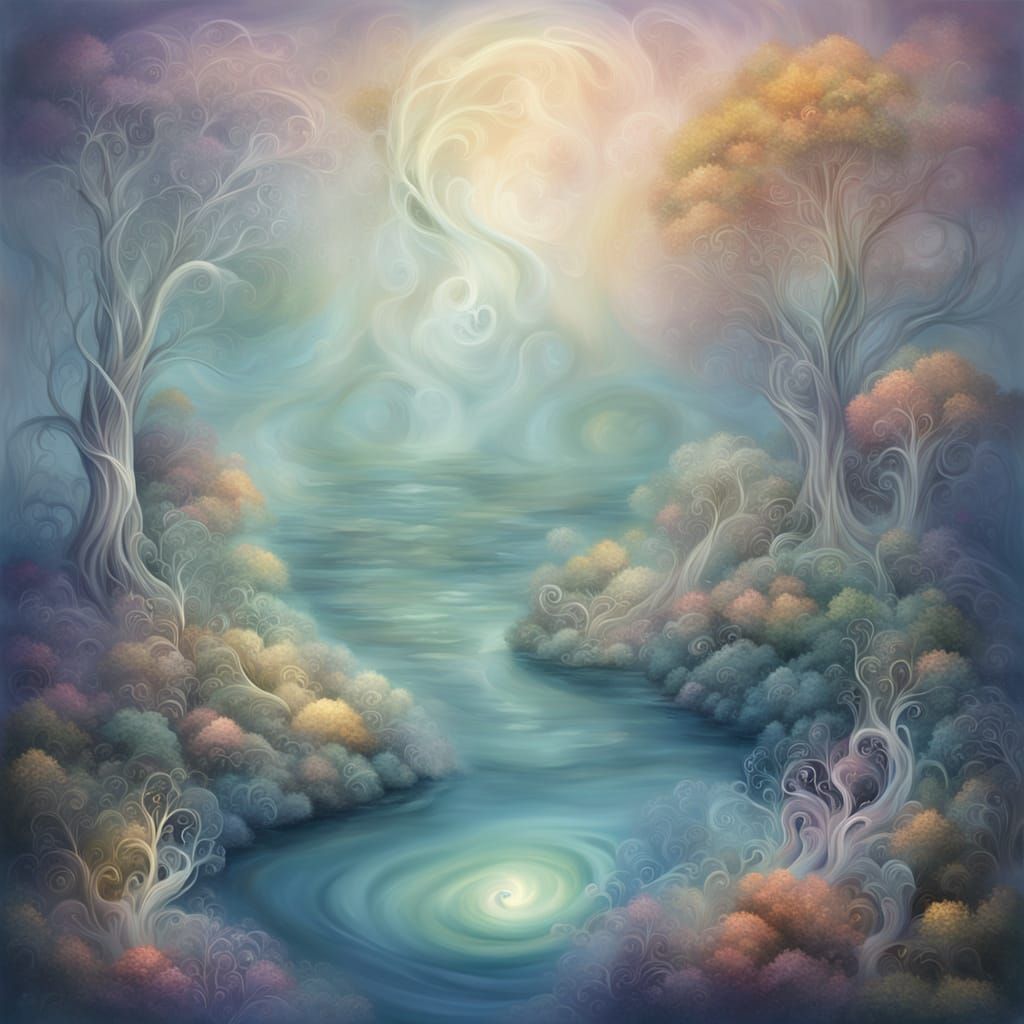 Ethereal Being in Surreal Dreamscape with Iridescent Colors