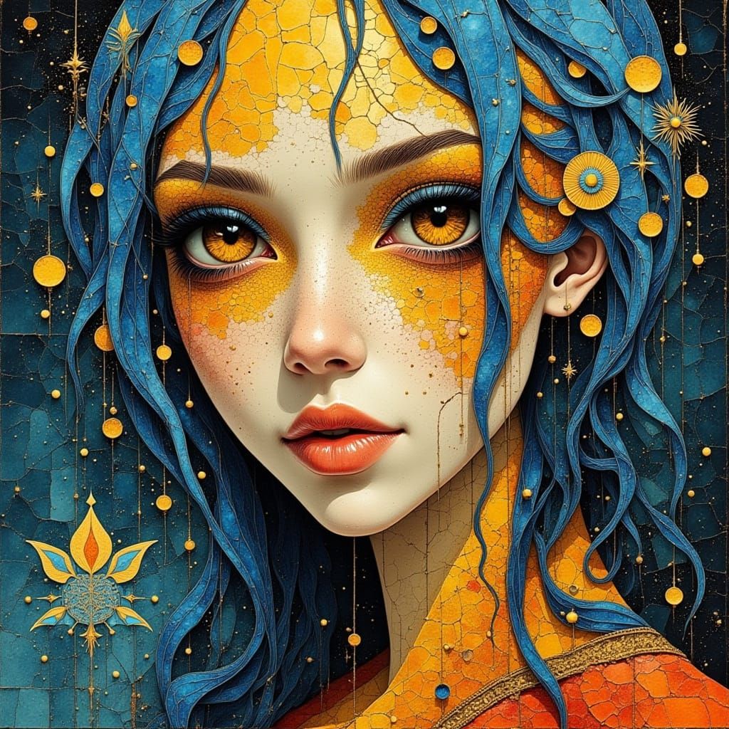 Ethereal Cyberpunk Cityscape with Vibrant Mandala Patterns