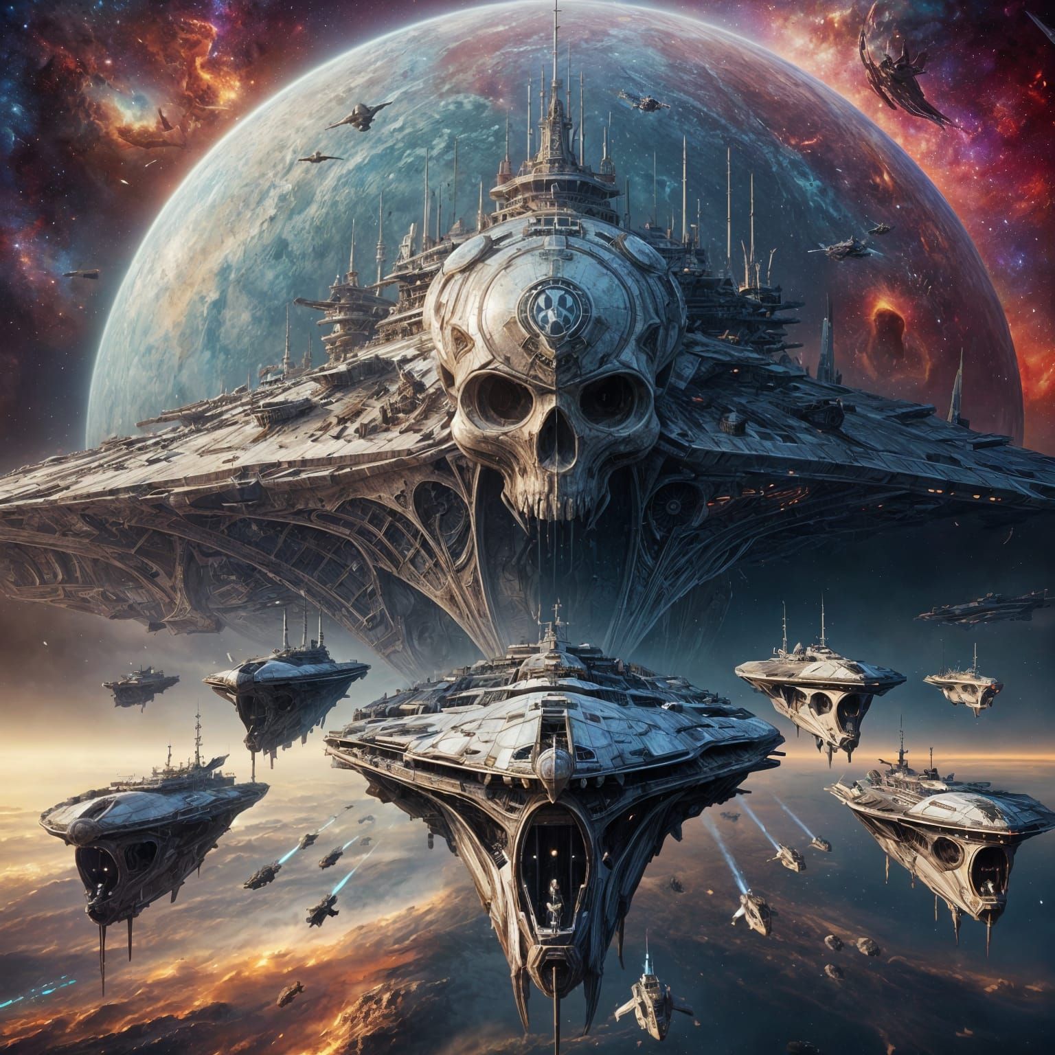 Majestic Galactic Battle Cruiser Dominates Cosmic Ocean