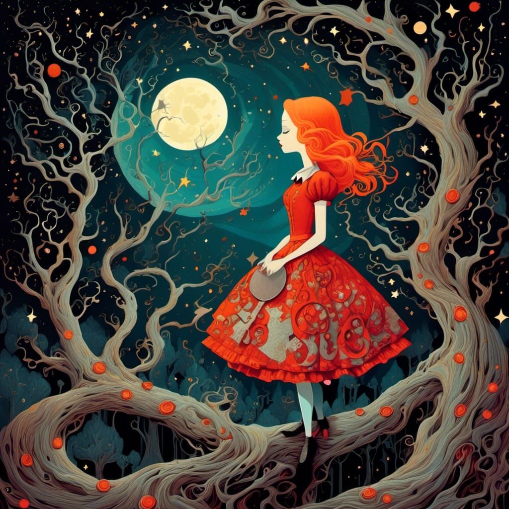 Alice in Wonderland: Gothic Macabre Collage Art