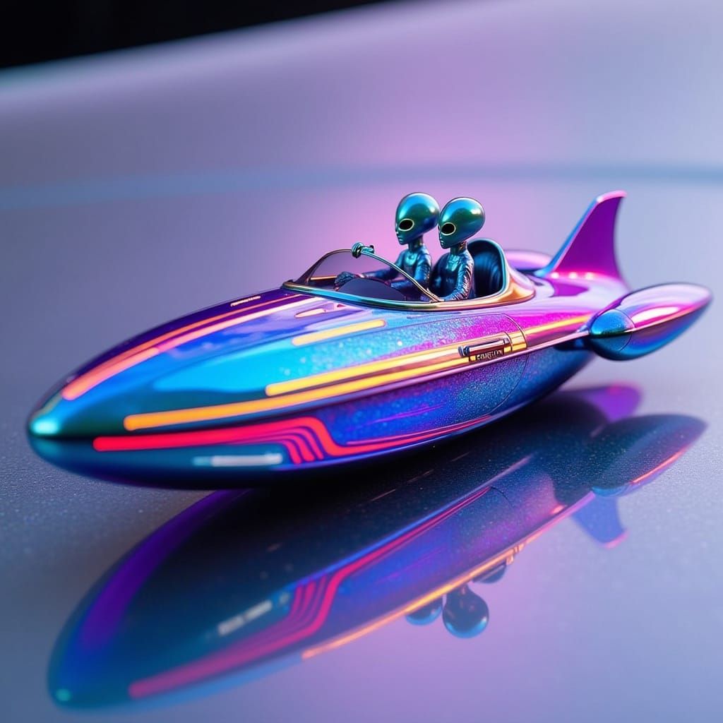 Glowing Neon Metropolis in Lowrider Style