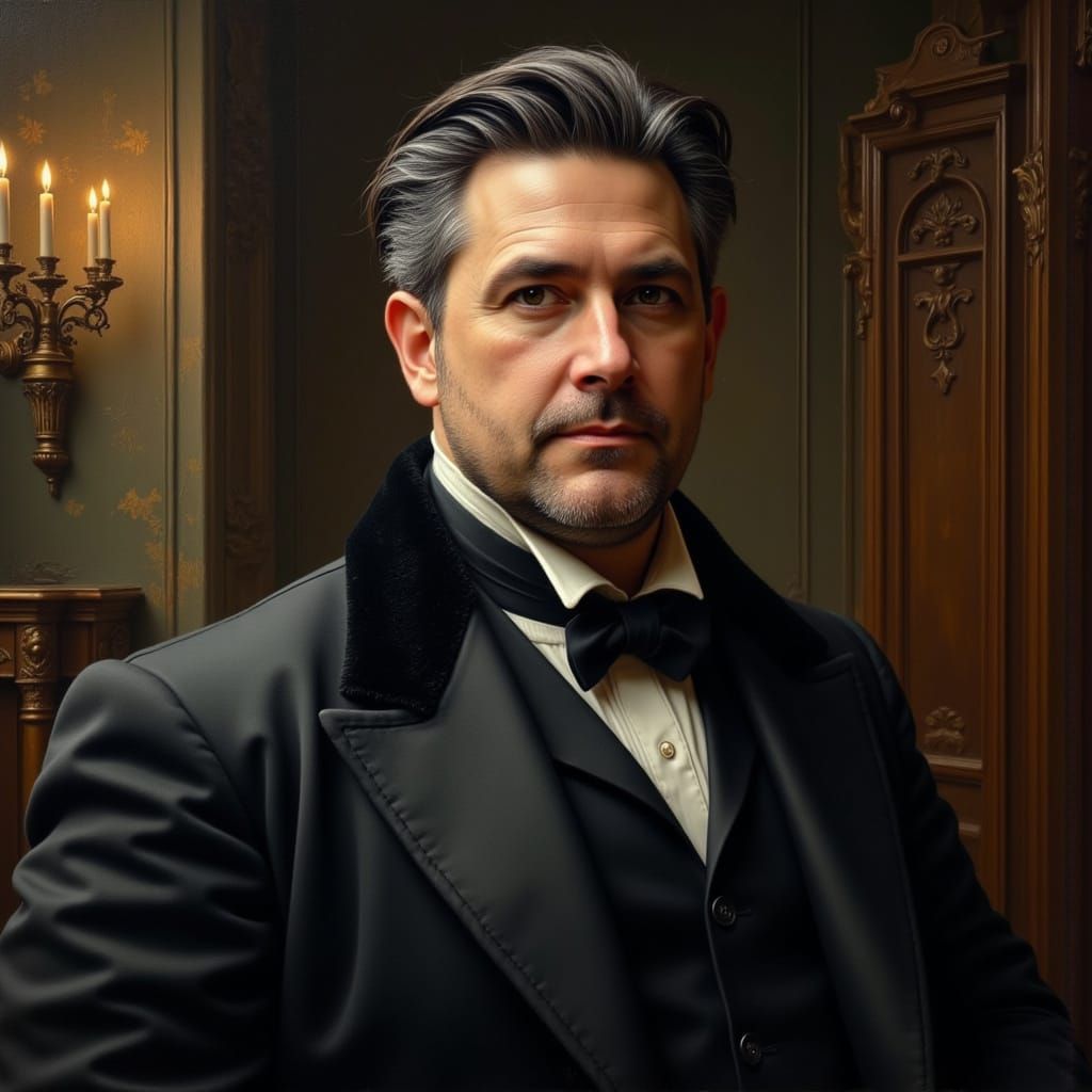 Victorian Gentleman in Intimate Bedroom Setting