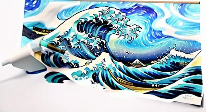 Neon Cosmic Wave: A Van Gogh Inspired Painting