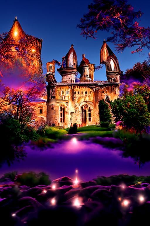 Mystical Gothic Castle with Bioluminescent Details