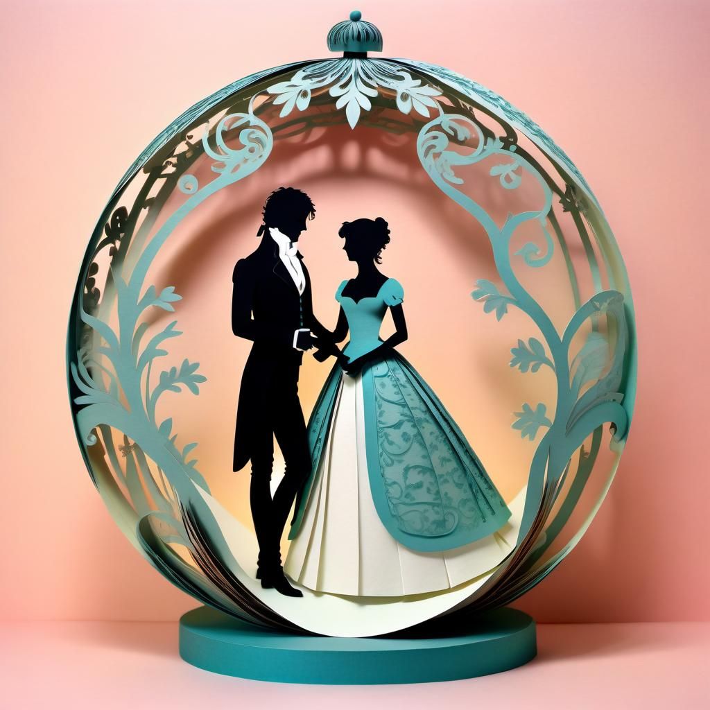 Pride and Prejudice: Papercut Silhouette of Darcy and Elizab...
