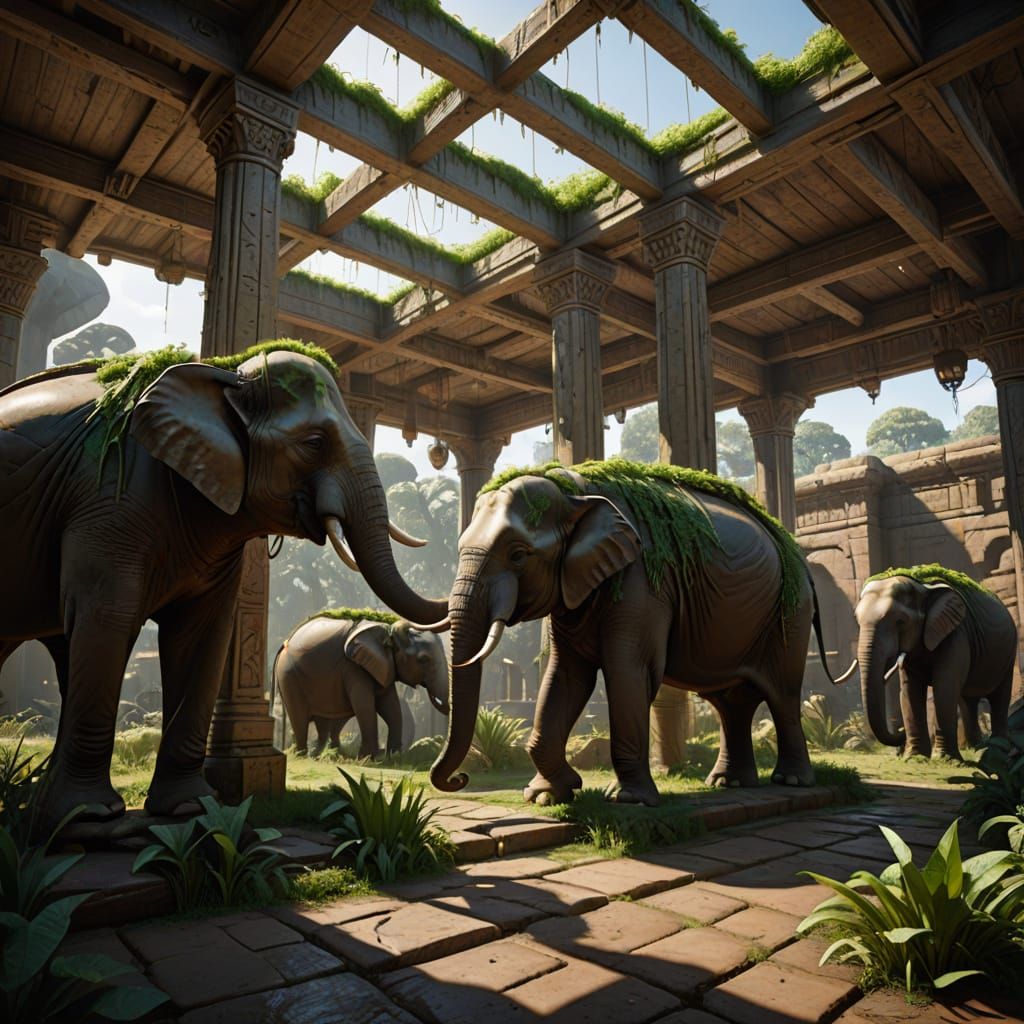 Intricate Elephant Stables Concept Art in Unreal Engine 5