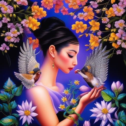 Woman in Flight: A Magic Realism Pencil Drawing