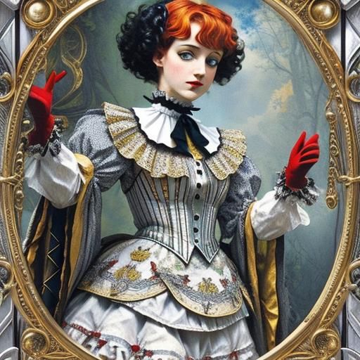 Pierrot Portrait in Rider-Waite Tarot Style