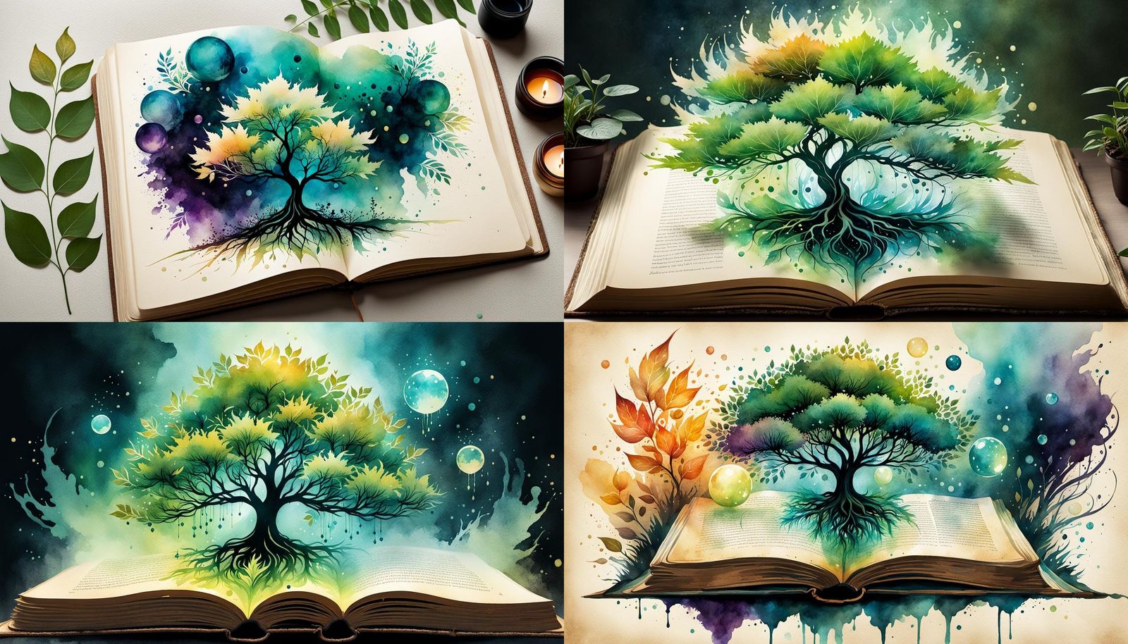 Ethereal Plant with Crystalline Leaves in Ink Sketch