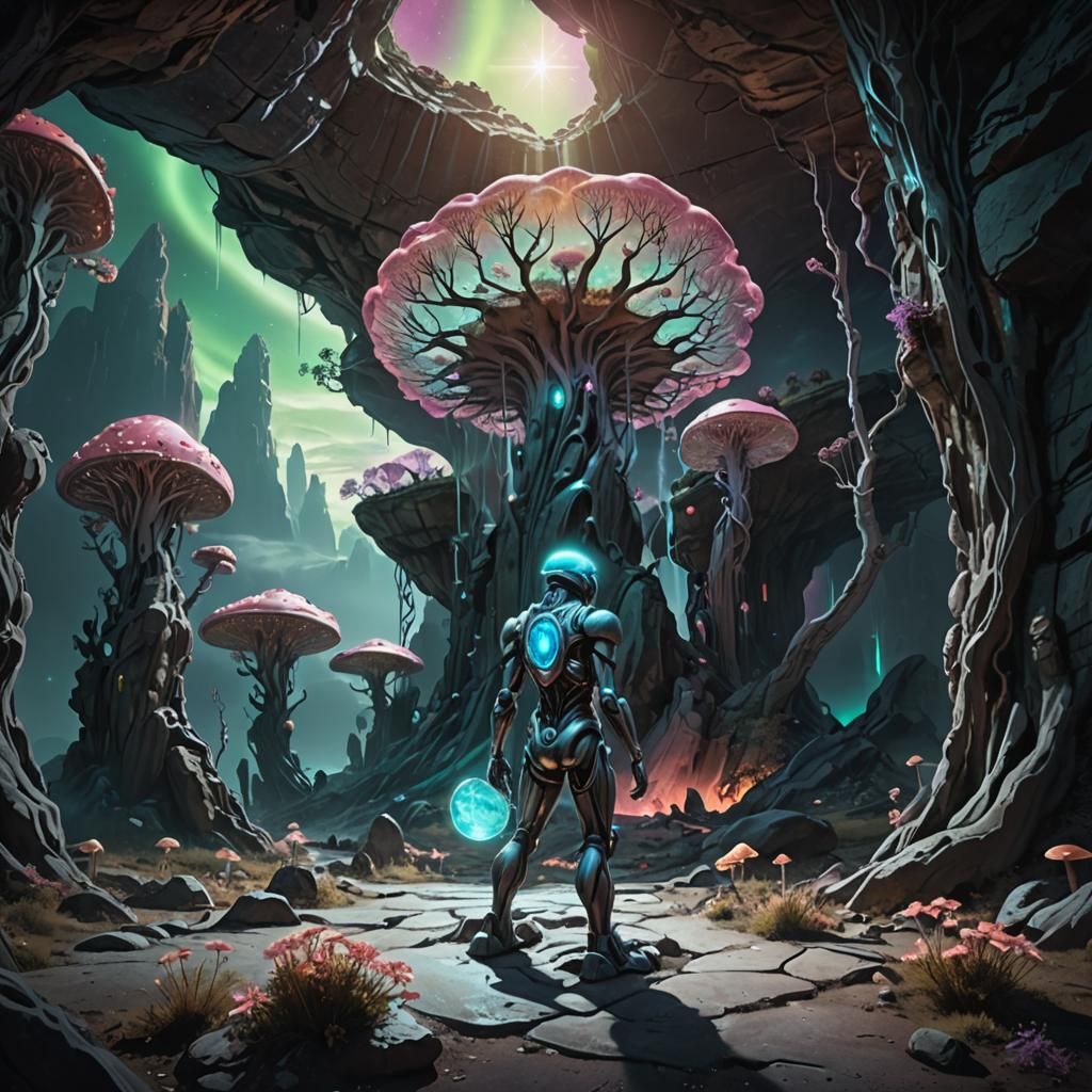 Surreal Alien World: Luminous Sci-Fi Landscape