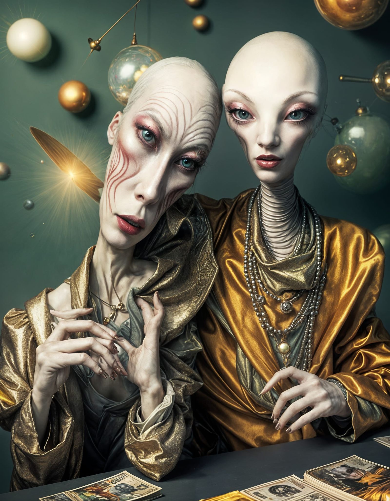 Extravagant Alien Characters in Cosmic Dreamscape: Photoreal...