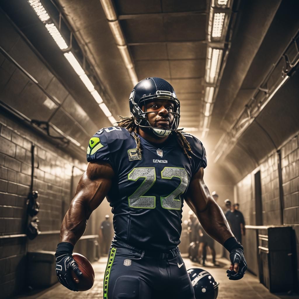 Dramatic Sports Portrait of Football Player in Tunnel
