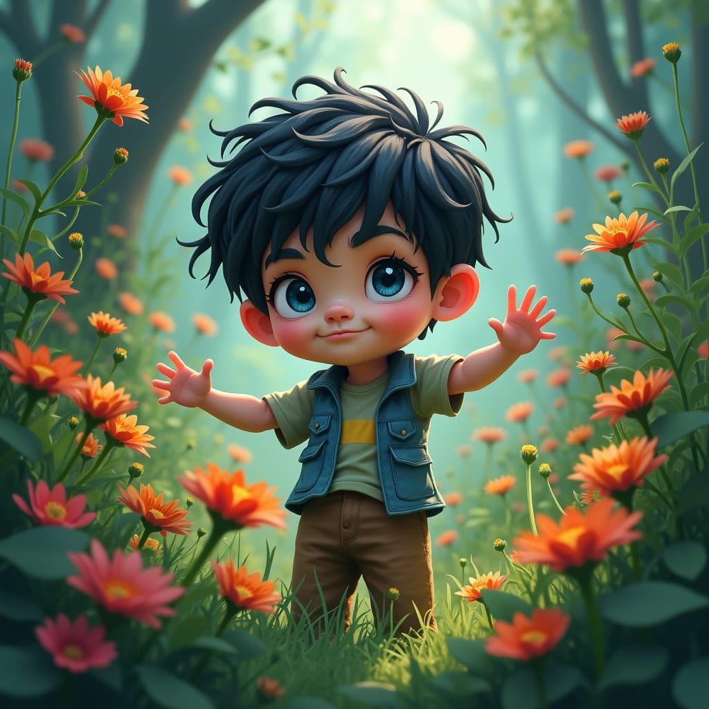 Boy in Mystical Realm: Digital Matte Painting