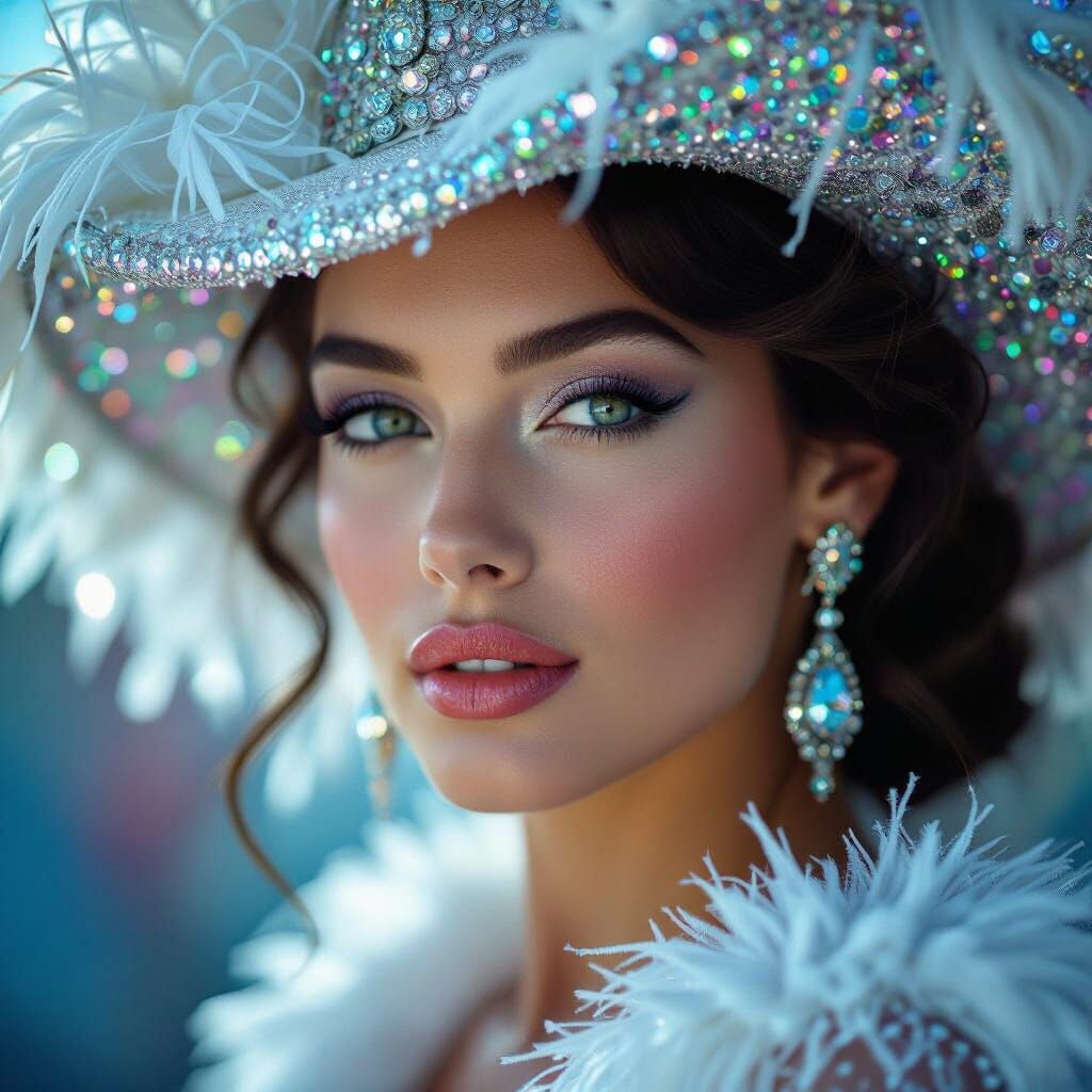 Vibrant Carnival Showgirls Portrait in Studio Lighting