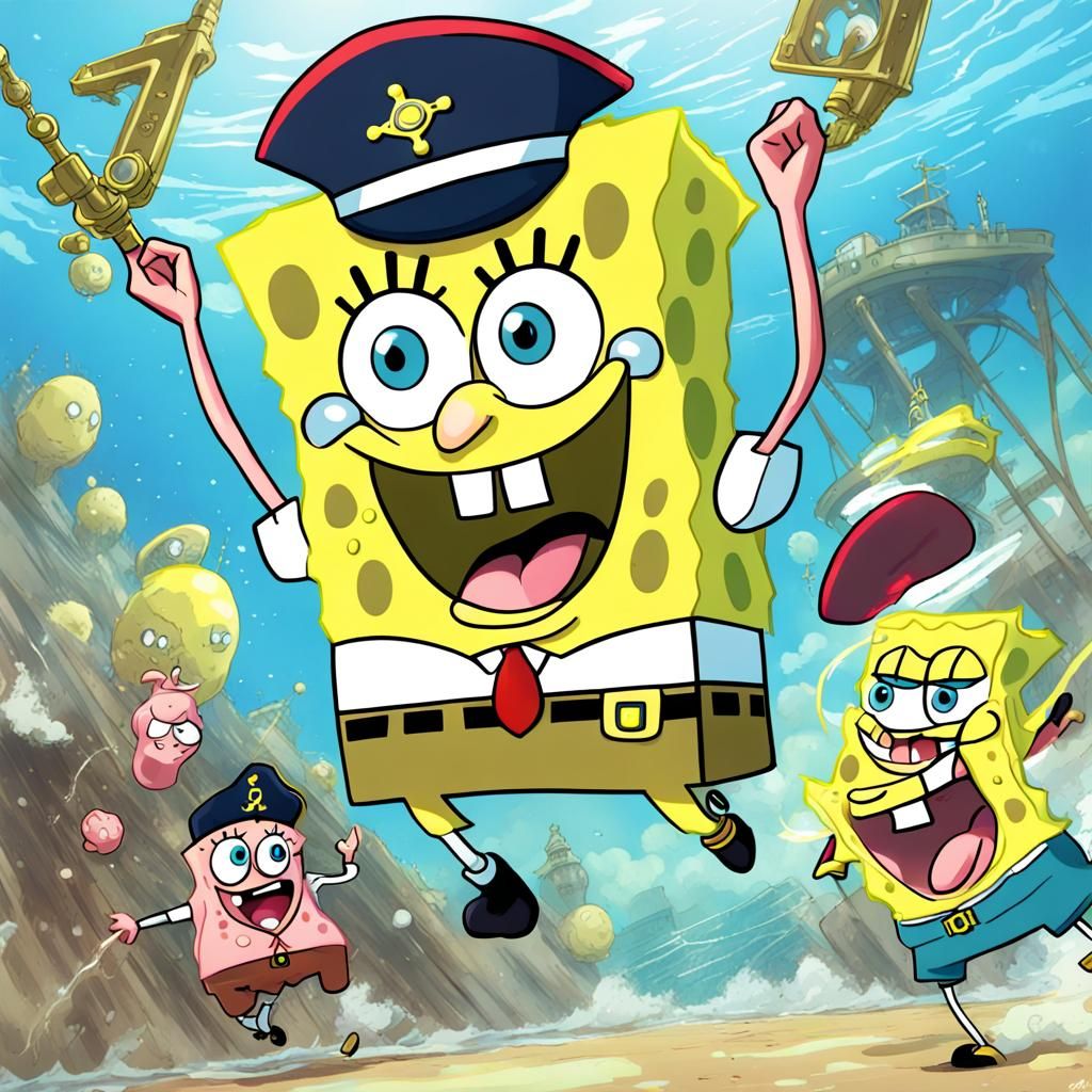 Captain Spongebob Squarepants in Anime Style