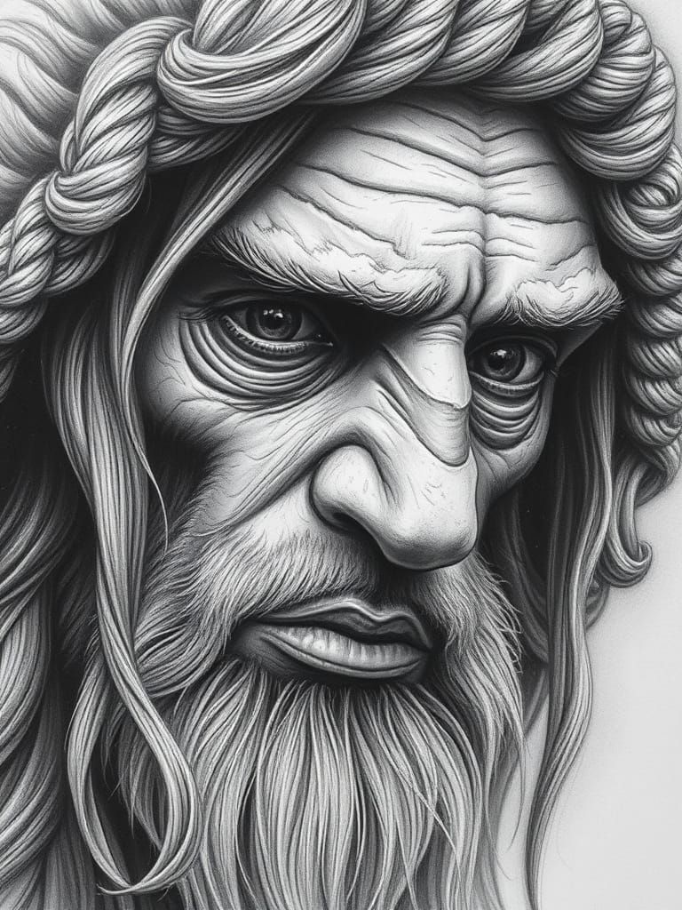 Hyperdetailed Charcoal Drawing: Visual Art