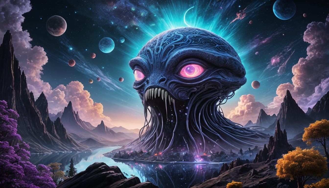 Holographic Astral Cosmic Illustration by Pablo Amaringo