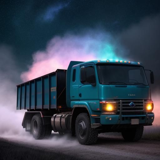 Iridescent Dump Truck in Dreamlike Digital Art