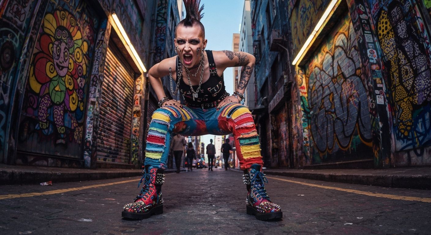 Punk Girl with Mohawk in Pop Art Style