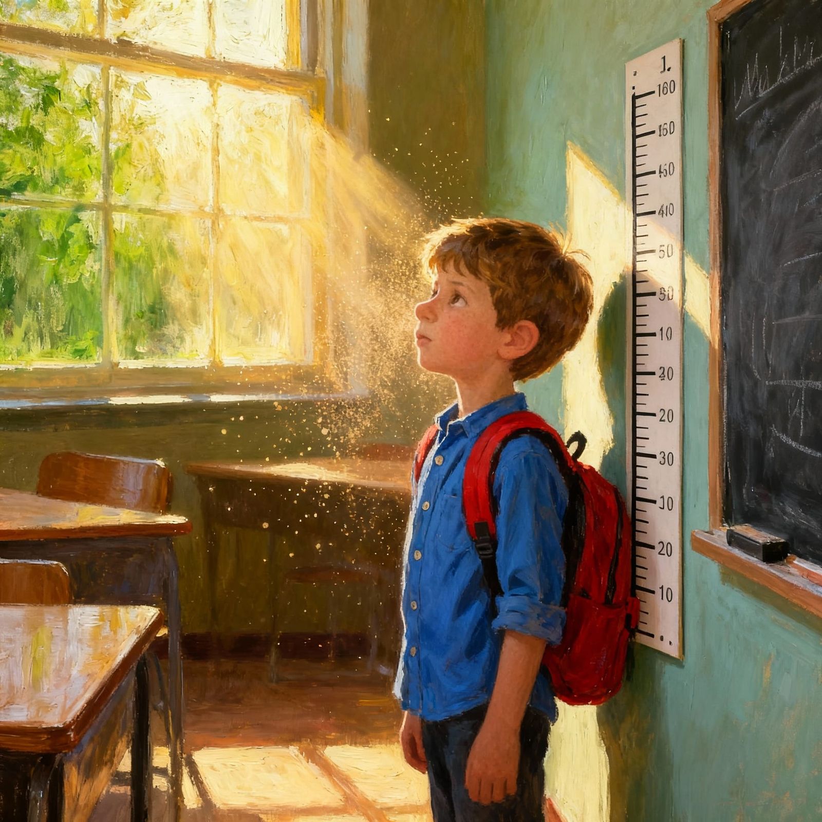 Sam Beside a Height Chart