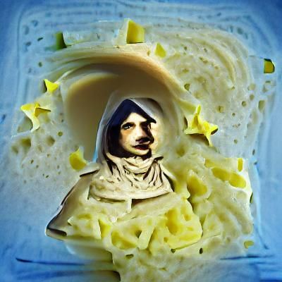 Giordano Bruno Self-Portrait Constructed from Mayonnaise